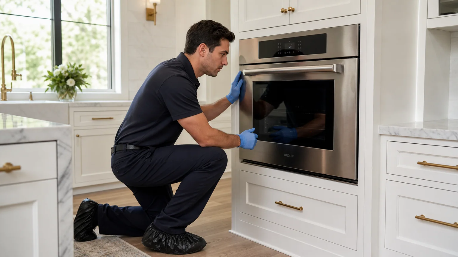 Built-in wall oven prepared for a professional diagnostic visit